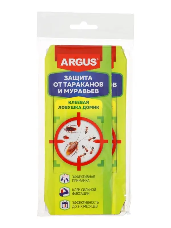 Клеевая ловушка ARGUS от тараканов домик, набор 4 шт.