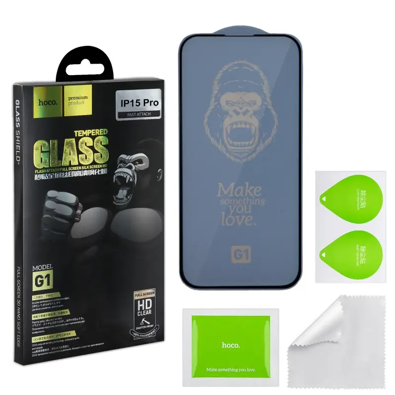 Защитное стекло для iPhone 15 Pro Full Screen G1 HOCO черное