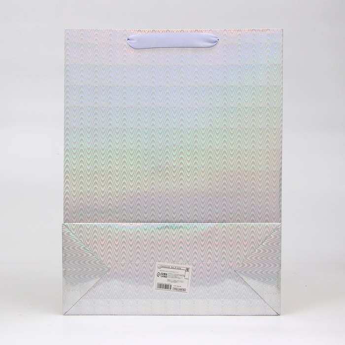 Пакет голография с окном "Сердце", "Серебряный", L 40 х 30 х 13 см набор 1шт 10449248