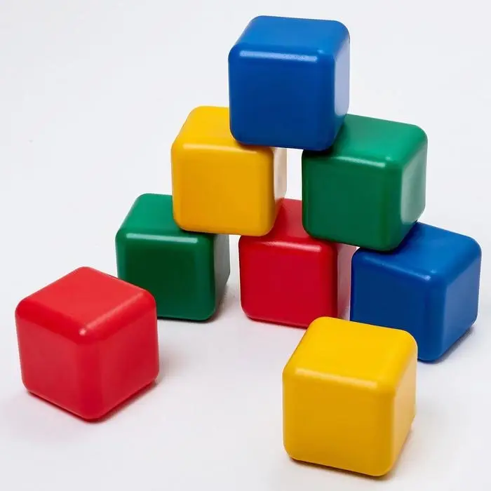 Кубики детские, пластиковые, цветные, 8 штук, 12&times;12 см