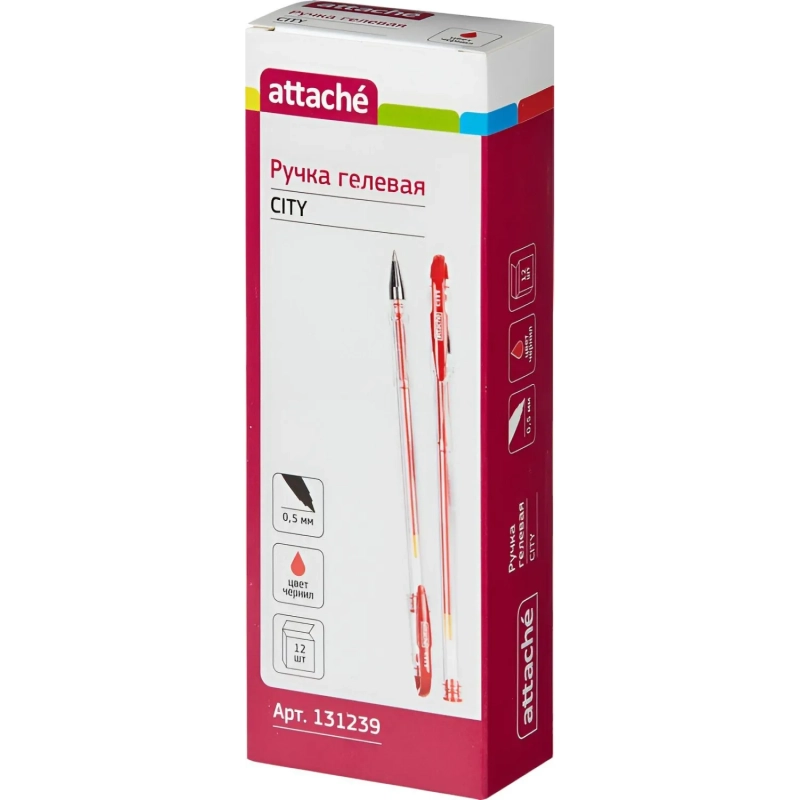 Ручка гелевая неавтомат. Attache City 0,5мм красный Россия