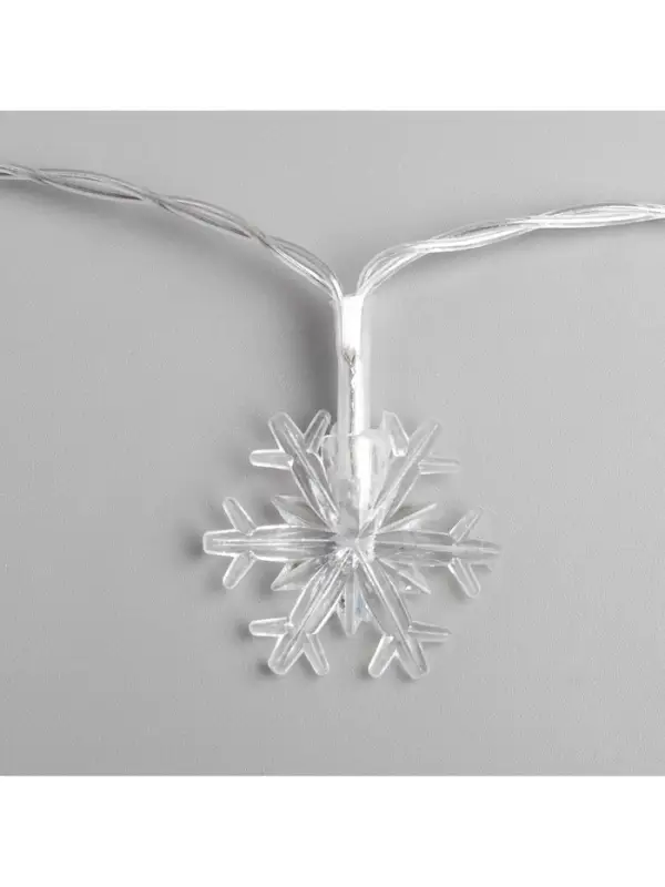 Гирлянда &laquo;Нить&raquo; 3 м с насадками &laquo;Снежинки большие&raquo;, IP20, прозрачная нить, 20 LED, от батареек АА&times;3, свечение мульти