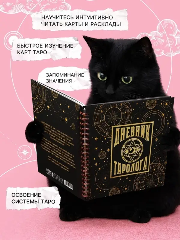 Дневник таролога, твёрдая обложка, 20&times;20 см, 85 л. &laquo;Черный&raquo;