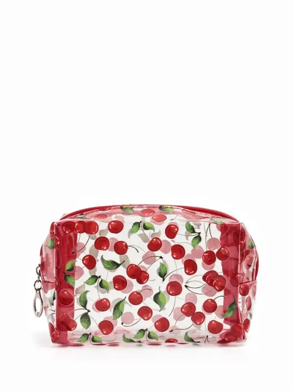 Косметичка ПВХ Вишня 15*6*8,5, отд на молнии,  прозрачный