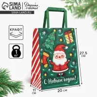 Пакет подарочный новогодний &laquo;С Новым годом&raquo;, 20&times;11&times;27.5 см