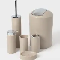 Набор аксессуаров для ванной комнаты SAVANNA &laquo;Сильва&raquo;, 6 предметов (дозатор, мыльница, 2 стакана, ёршик, ведро), цвет серый