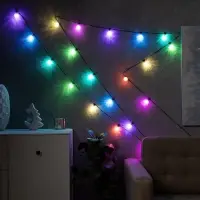 Умная гирлянда &laquo;Нить&raquo; 6 м с насадками &laquo;Калейдоскоп&raquo;, IP20, тёмная нить, 20 LED, свечение RGB, USB