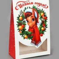 Коробка подарочная складная &laquo;С Новым годом!&raquo;, лошадь, 15&times;7&times;22 см