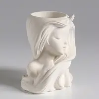 Ваза &laquo;Девушка с длинными волосами&raquo;, 6&times;8&times;9 см, гипс, белая