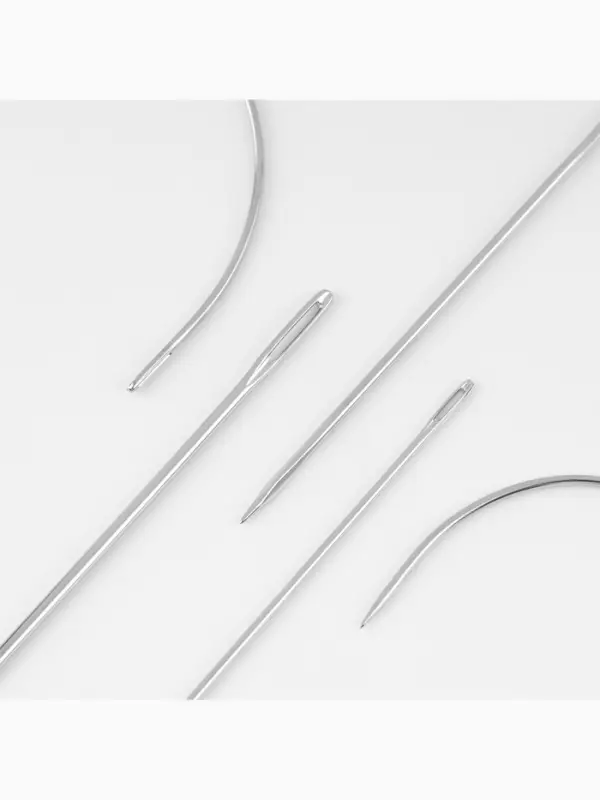 Иглы швейные, для кожи, 3.7-7.3 см, d=0.5-2 мм, набор 8 шт.