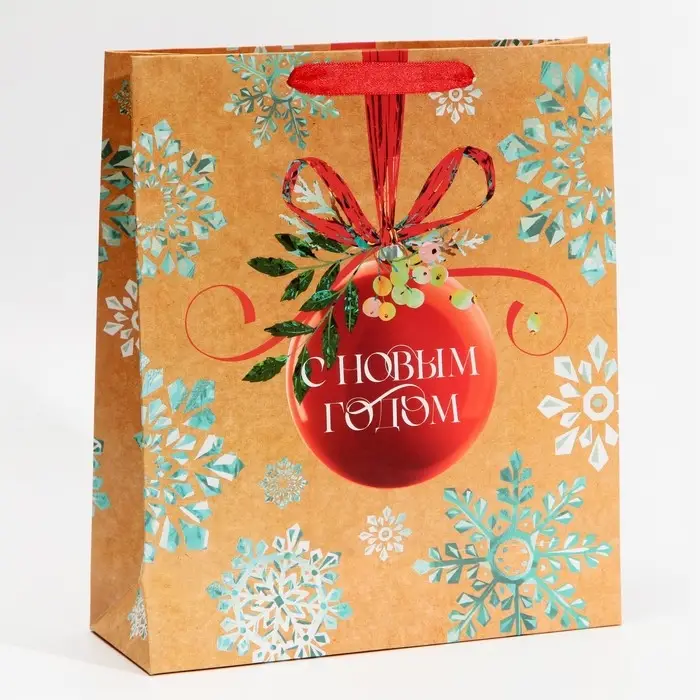 Пакет подарочный новогодний ламинированный «Венок», M 26 х 30 х 9 см Пакет подарочный новогодний ламинированный «Венок», M 26 х 30 х 9 см