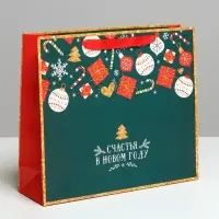 Пакет подарочный новогодний &laquo;Счастья в Новом году&raquo;, 30&times;25.5&times;9 см