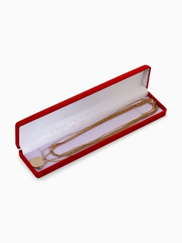 Футляр бархатный под браслет, цепочку, часы &laquo;Пенал&raquo;, 21.5&times;5&times;2.5 см, красный, вставка белая