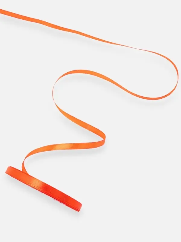 Лента атласная, 6 мм, 23±1 м, насыщенно-оранжевая №144 Лента атласная, 6 мм, 23±1 м, насыщенно-оранжевая №144