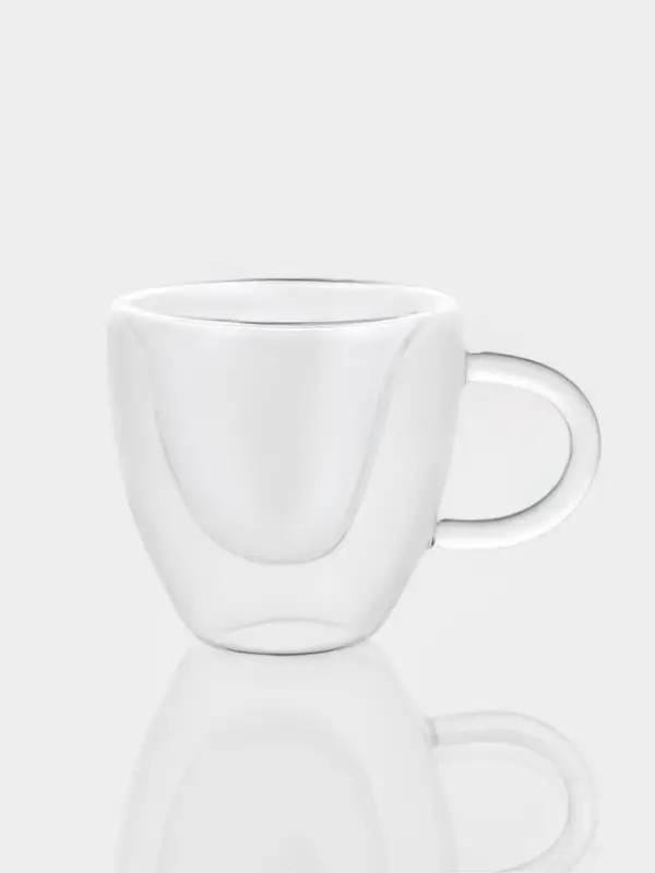 Набор кружек с двойными стенками Доляна &laquo;Сердце&raquo;, 150 мл, 11.5&times;8.5&times;8 см, 2 шт., стекло, прозрачный