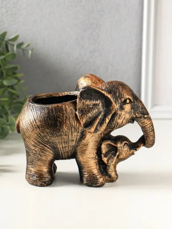Подставка для мелочей &laquo;Слон со слонёнком&raquo;, 16&times;12&times;8 см, под бронзау