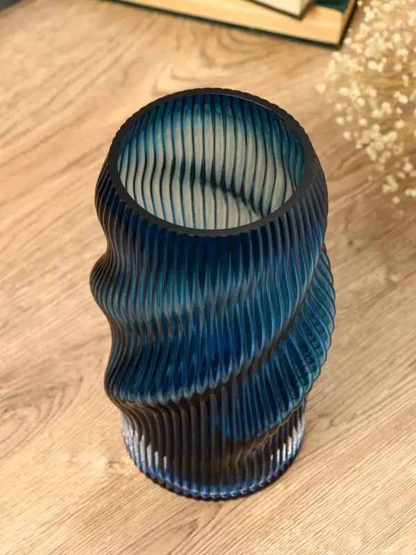 Ваза стекло настольная  Ваза стекло настольная "Ванесса" волны, 24х12 см, синий