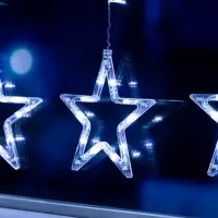 Гирлянда &laquo;Бахрома&raquo; 2.4&times;0.9 м с насадками &laquo;Звёзды&raquo;, IP20, прозрачная нить, 138 LED, свечение белое, 8 режимов, 220 В