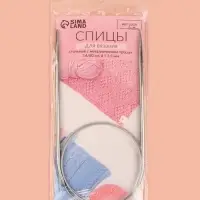 Спицы круговые, для вязания, с металлическим тросом, d=3.5 мм, 14/80 см