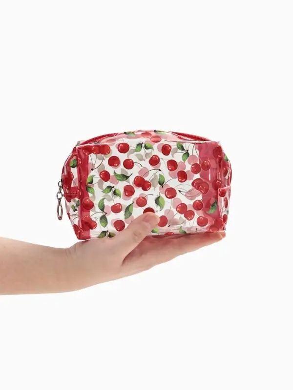 Косметичка женская Cherry, для бассейна, на молнии, прозрачная, красная
