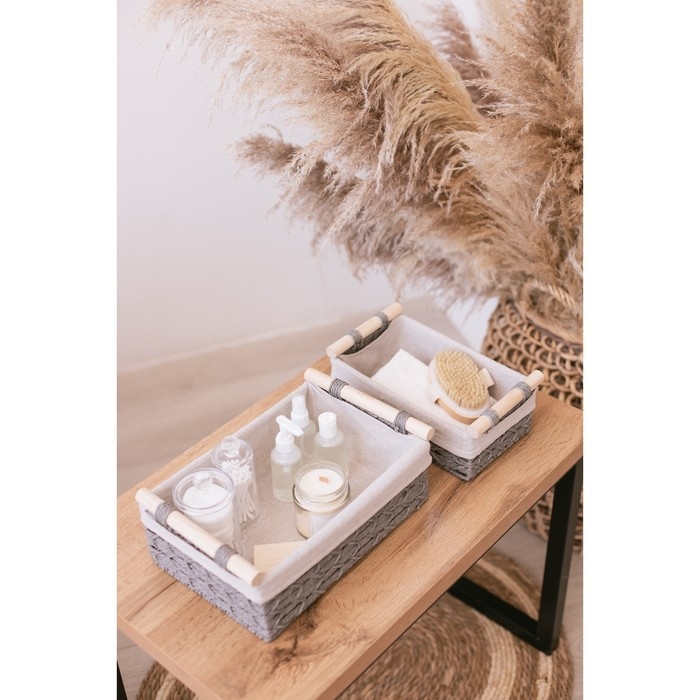 Корзины для хранения LaDо́m, ручное плетение, с ручками, 2 шт, цвет серый Корзины для хранения LaDо́m, ручное плетение, с ручками, 2 шт, цвет серый