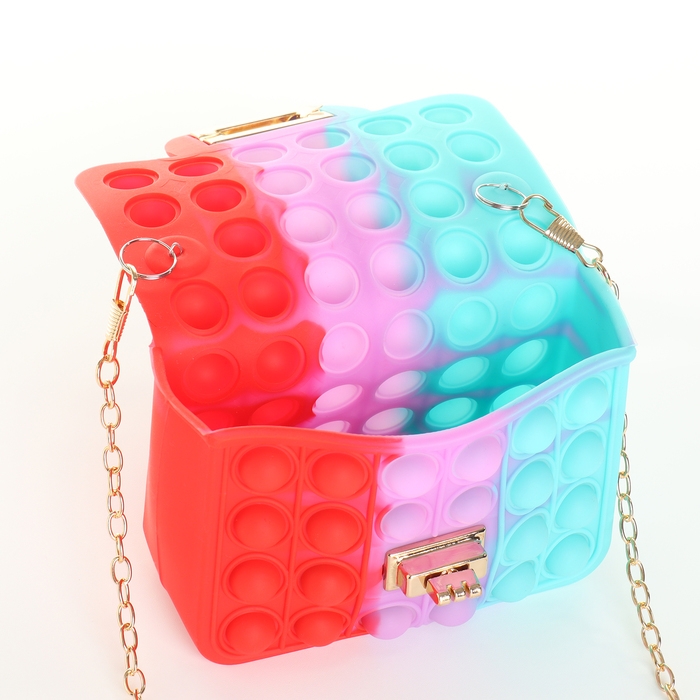 Сумка детская для девочки на замке «Выбражулька», pop it, цвет красный/сиреневый/бирюзовый