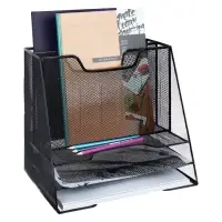 Лоток для бумаг металлическая сетка, 5 отделений, чёрный