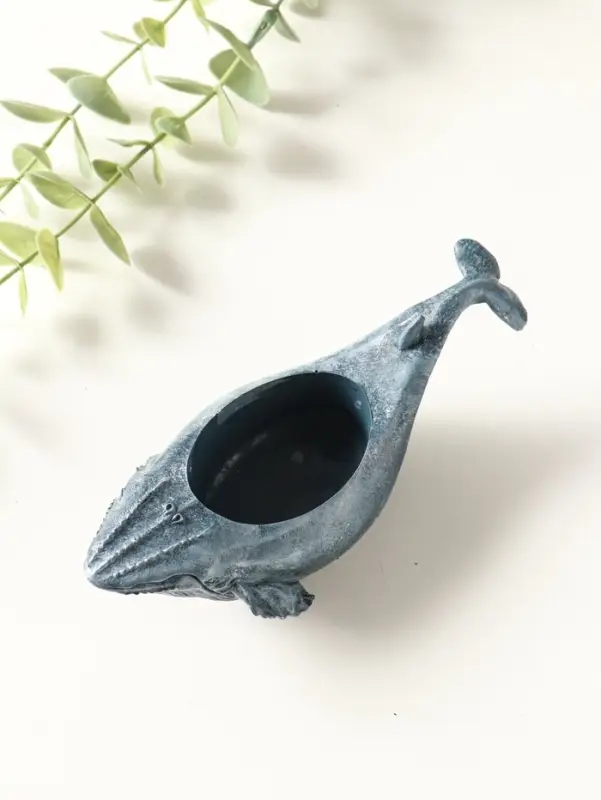 Подставка для мелочей "Кит" 6х14х5 см, гипс, серо-голубой