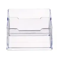 Подставка для визиток, прозрачная, 2 отделения