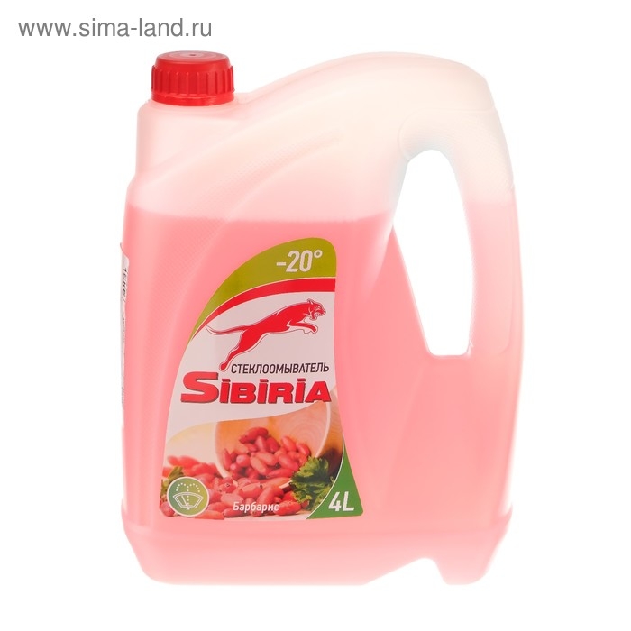 Жидкость стеклоомывающая зимняя Sibiria Барбарис, -20С, 4 л Жидкость стеклоомывающая зимняя Sibiria Барбарис, -20С, 4 л