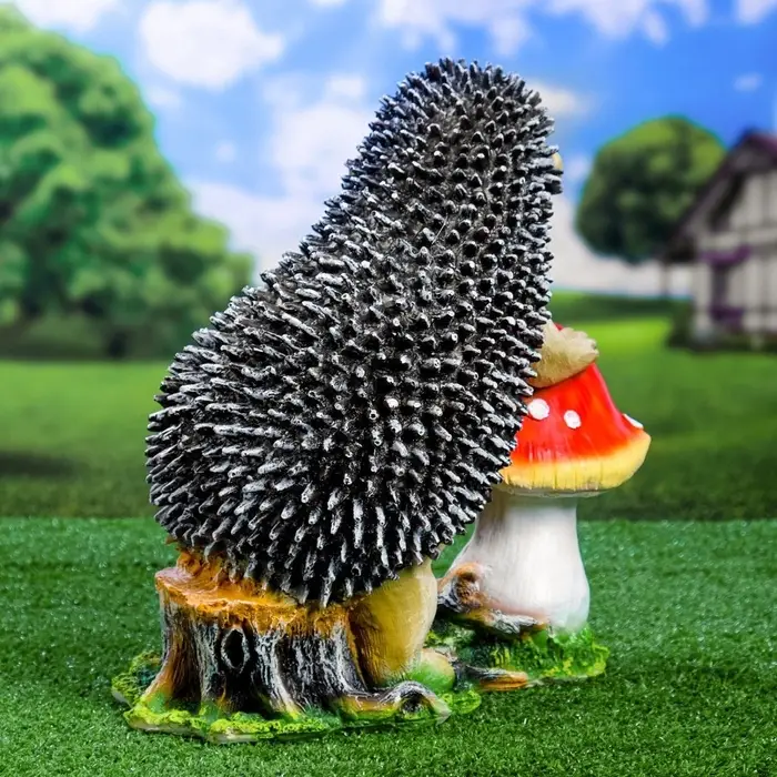 Садовая фигура из полистоуна &laquo;Ёж с грибом&raquo;, 38&times;22&times;38 см
