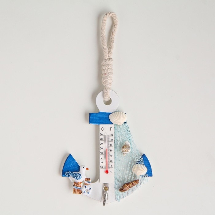 Якорь интерьерный с термометром 12,5*9*2см, микс Якорь интерьерный с термометром 12,5*9*2см, микс