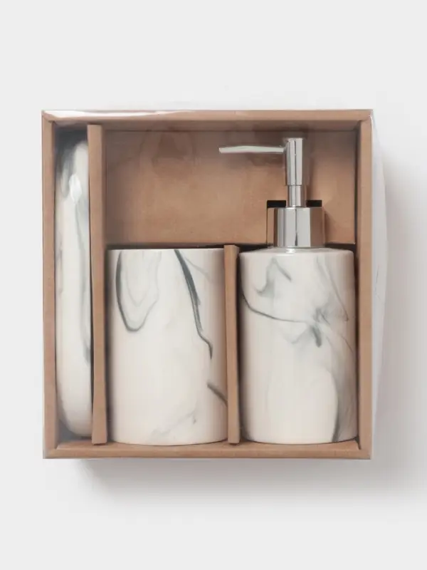 Набор аксессуаров для ванной комнаты &laquo;Сила&raquo;, 3 предмета, мыльница, дозатор для мыла 350 мл, стакан, серый