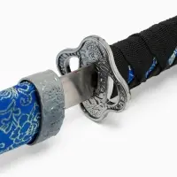 Макет оружия &laquo;Сувенирная катана на подставке&raquo;, синие ножны с цветочным узором, 70 см