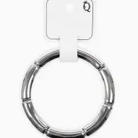 Браслет пластик на резинке "Стиль" гладкий, цвет серебро