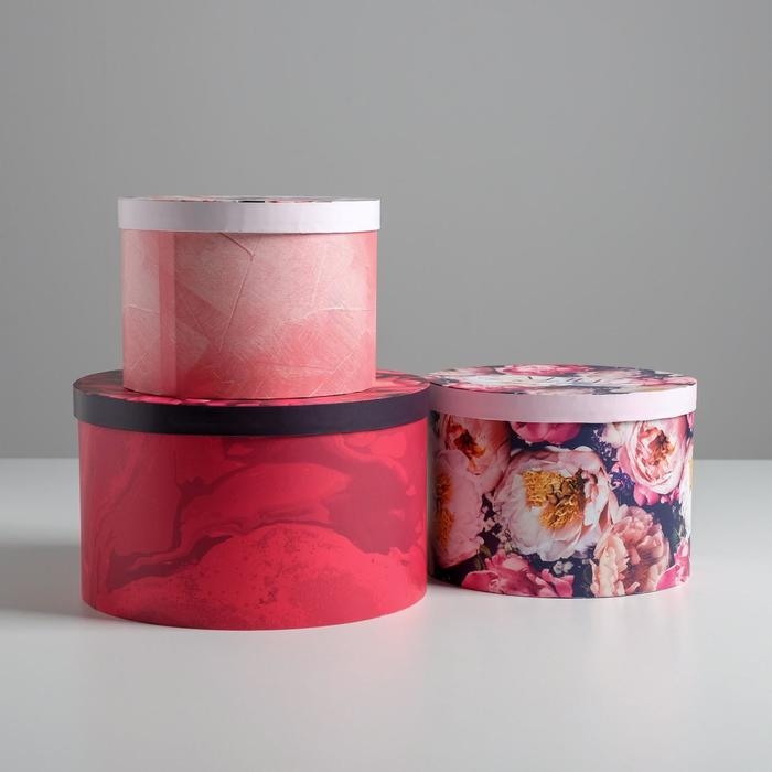 Набор коробок 3 в 1, упаковка подарочная, «Цветы», 18 х 18 х 13‒25 х 25 х 15 см