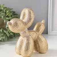 Сувенир полистоун "Воздушный шарик - собачка, в клеточку" золото 15х6,7х15 см