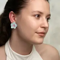 Серьги гвоздики &laquo;Цветок Лилии&raquo;, голубые