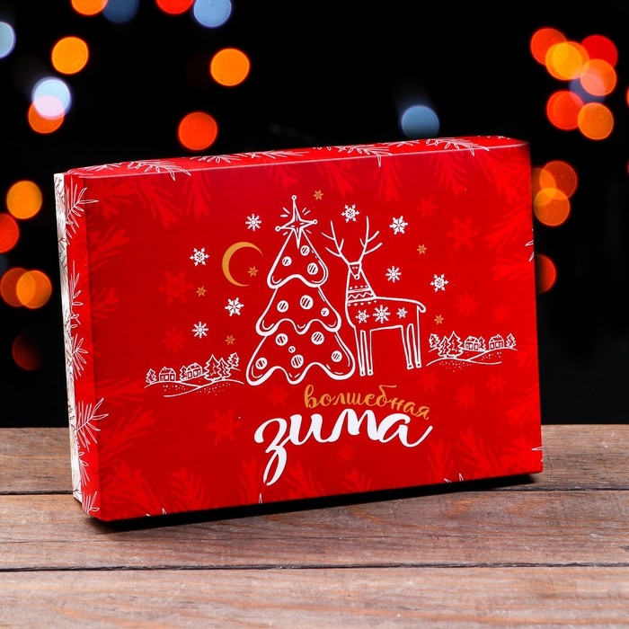 Подарочная коробка сборная Подарочная коробка сборная "Снежинки", 21 х 15 х 5,7 см