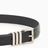 Ремень женский, 110&times;2.8 см, прямоугольная пряжка металл, серебристая, чёрный