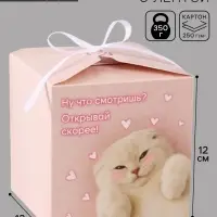 Коробка подарочная складная &laquo;Открывай скорее&raquo;, 12&times;12&times;12 см