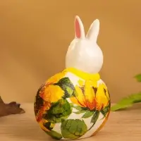 Сувенир дерево "Кролик в халате" тёмный, 10х6х12 см