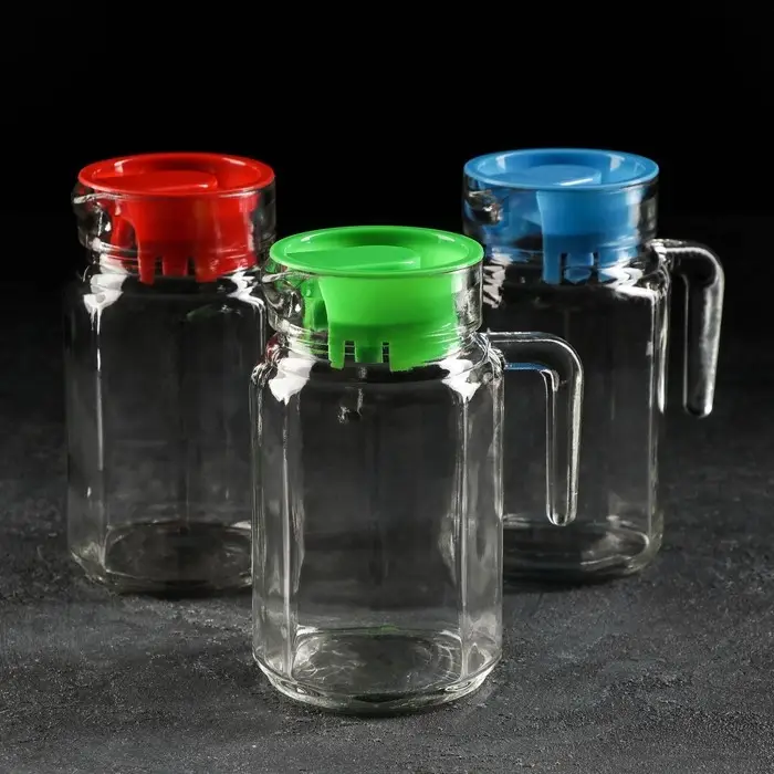 Кувшин для воды стеклянный «Лёд», 500 мл, 9×16 см, цвет МИКС