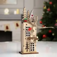 Светодиодная фигура &laquo;Фабрика подарков&raquo; 7.5&times;22&times;5 см, дерево, батарейки LR1130&times;3 (в комплекте), свечение тёплое белое