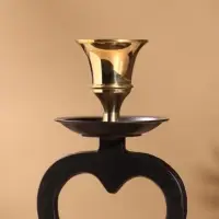 Подсвечник на 1 свечу, латунь, чёрный с золотом, 7&times;7.5&times;16.5 см