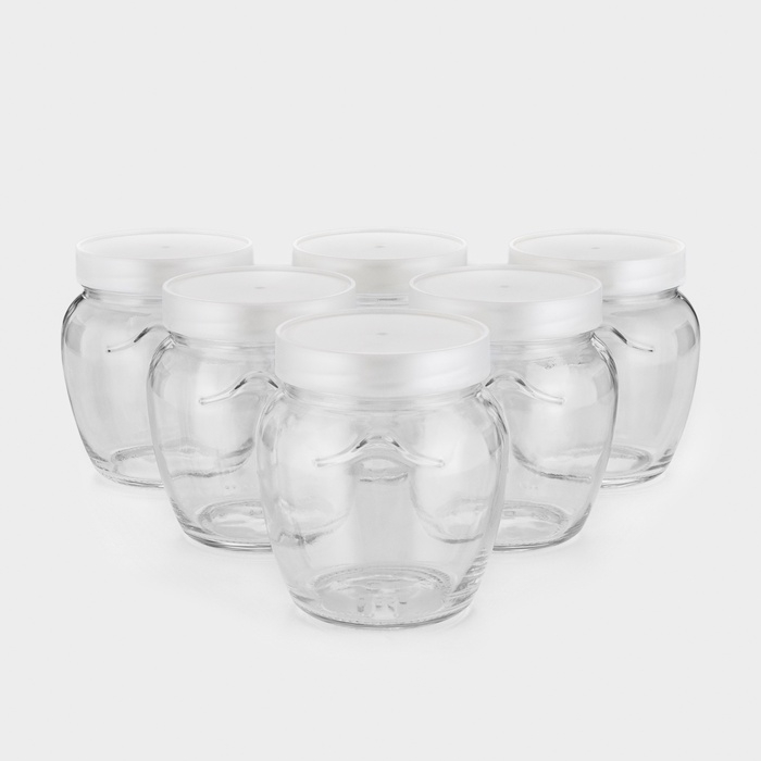 Набор стеклянных банок с серебристой полимерной крышкой, ТО-82 мм, 550 мл, 6 шт. Набор стеклянных банок с серебристой полимерной крышкой, ТО-82 мм, 550 мл, 6 шт.