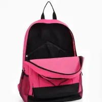Рюкзак школьный на молнии, с карманами, размер 33&times;18&times;45 см, чёрный/розовый