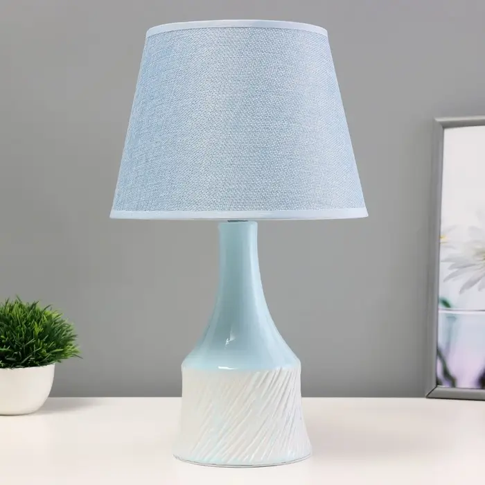 Лампа настольная RISALUX &laquo;Бирюза&raquo;, Е14, 40 Вт, голубая, 22&times;22&times;38 см
