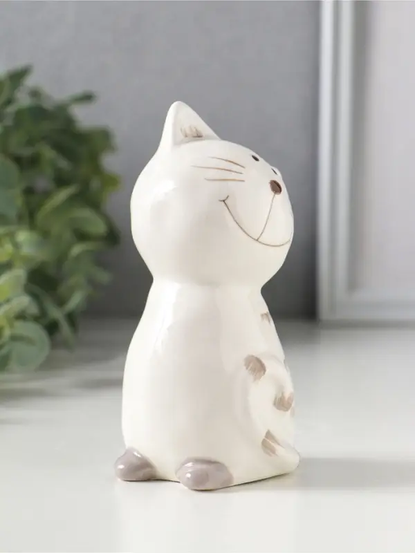 Сувенир керамика "Котейка белый полосатый" 6,5х5,3х11,2 см