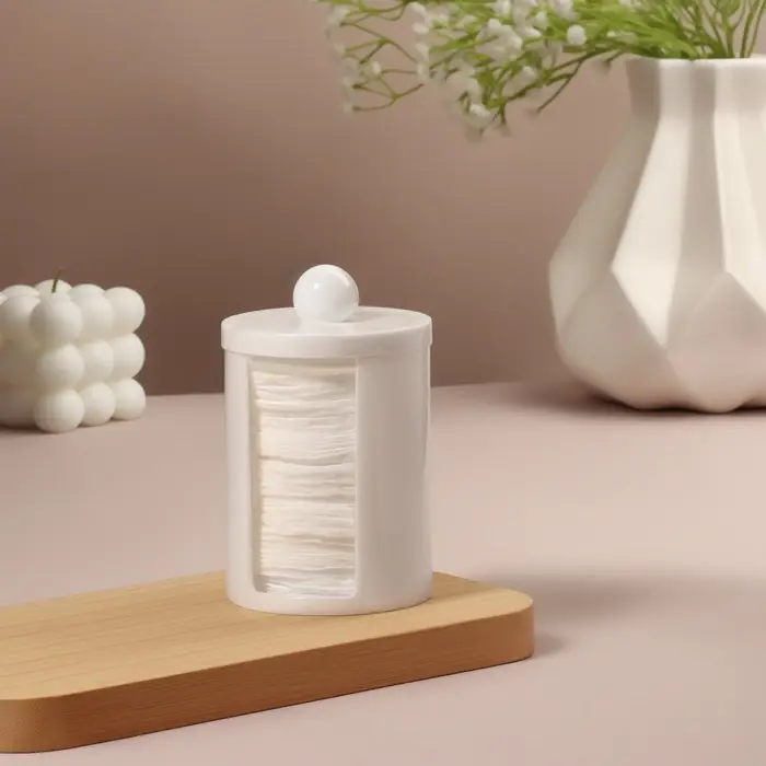 Органайзер для ватных дисков, с крышкой, d=6.7&times;11 см, белый